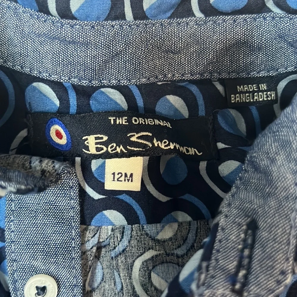 Ben Sherman Kids Blue‎ Button Up Dress Shirt Baby Boy Size 12 Months
